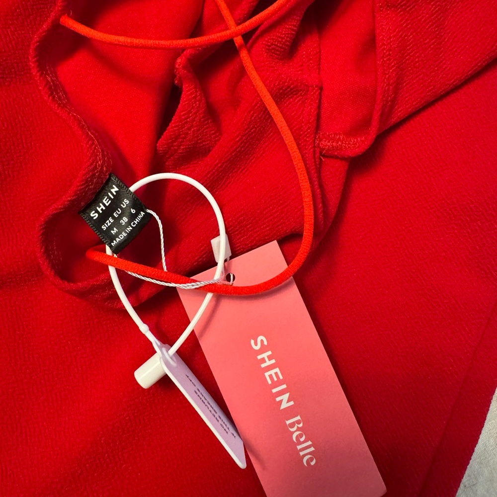 SHEIN Red Asymmetrical Slit Cocktail Dress - Picture 3 of 3